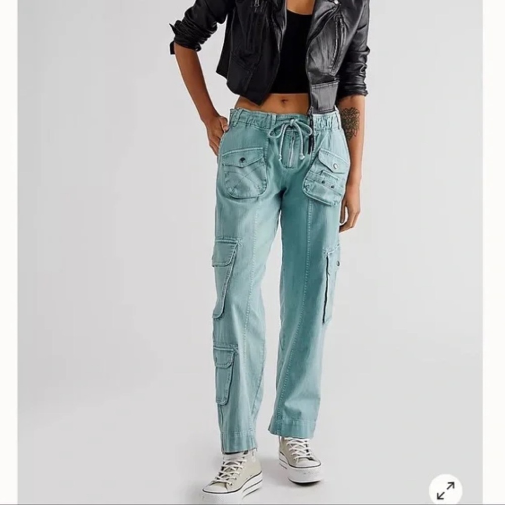 Free People Teal Tahiti Cargo Pants